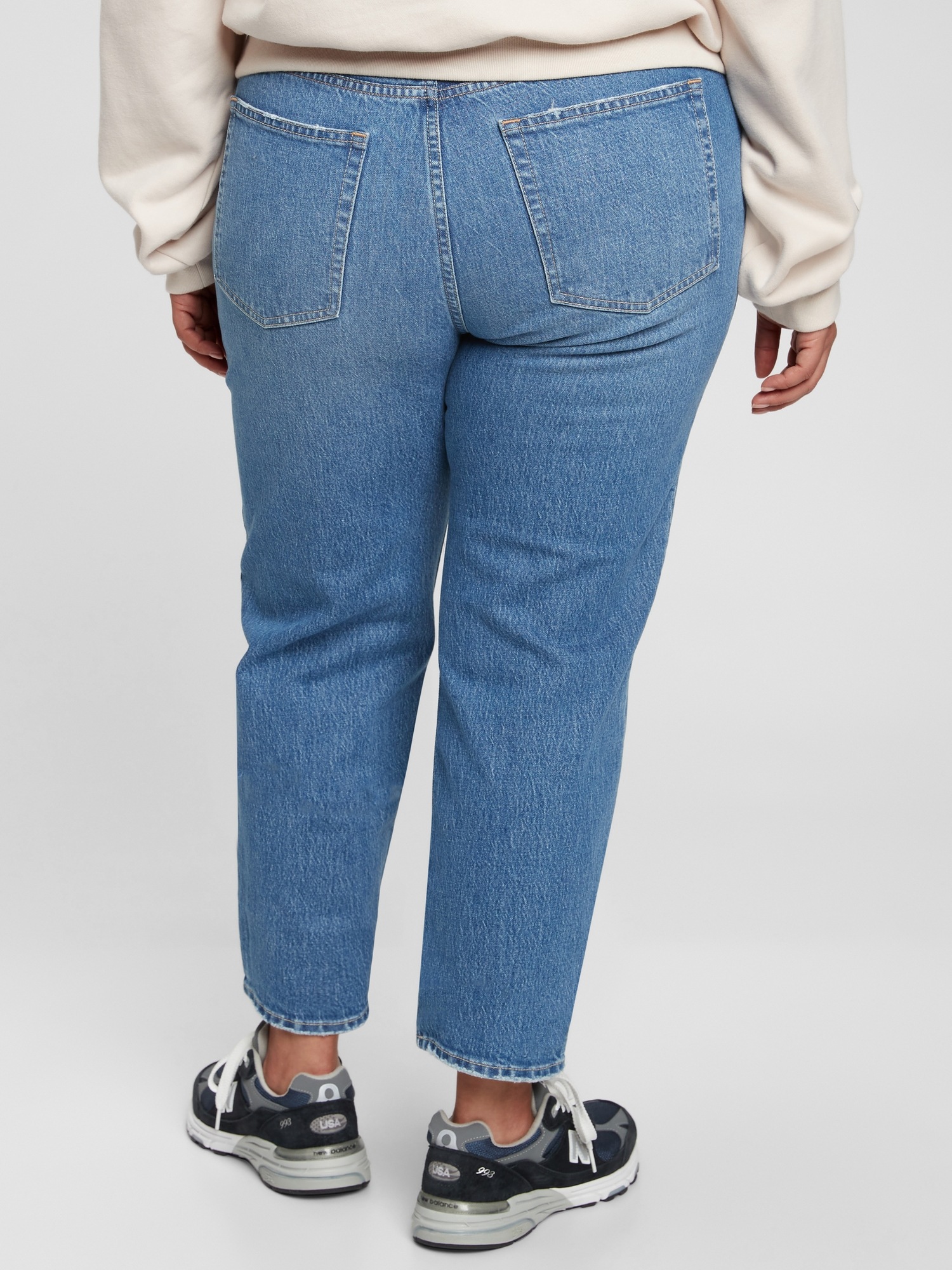 high rise cheeky straight jeans