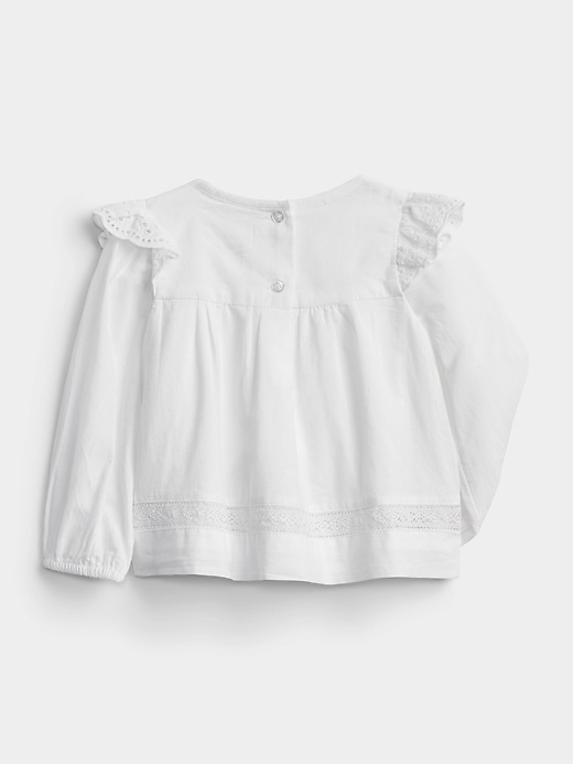 2 of 8 showing, with the color white of product Baby Ruffle-Sleeve Top
