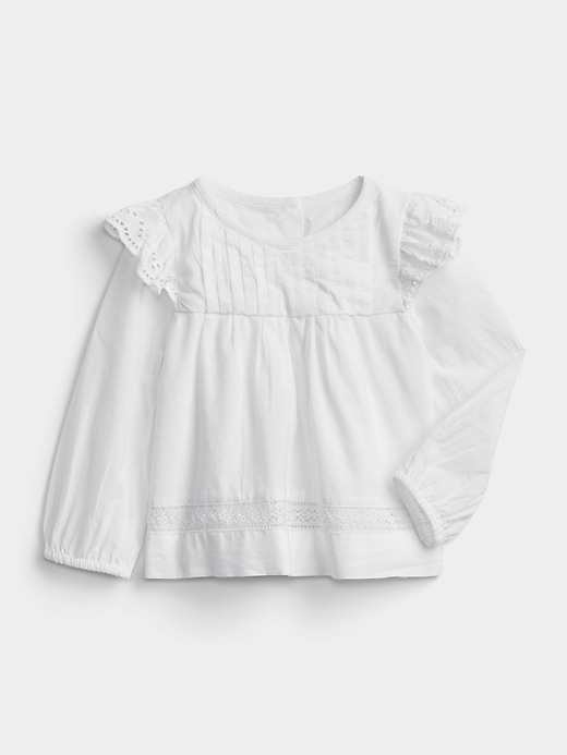 1 of 8 showing, with the color white of product Baby Ruffle-Sleeve Top