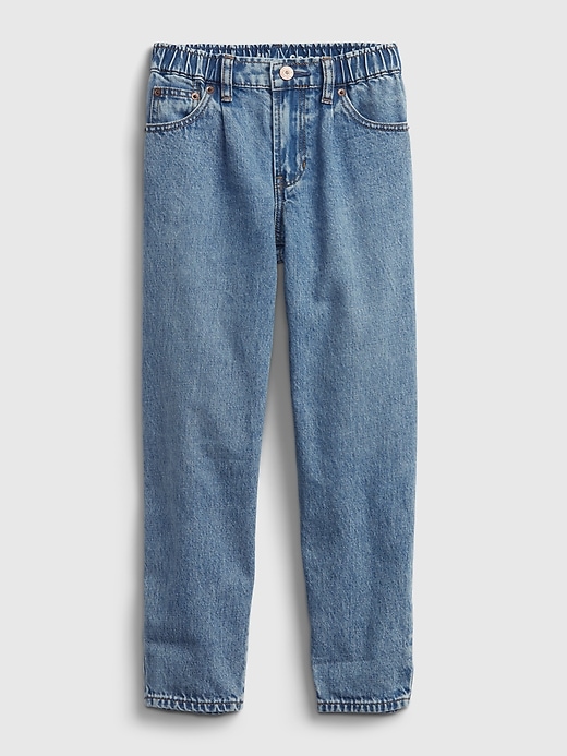 1 of 8 showing, with the color medium wash of product Kids Barrel Jeans with Washwell ™