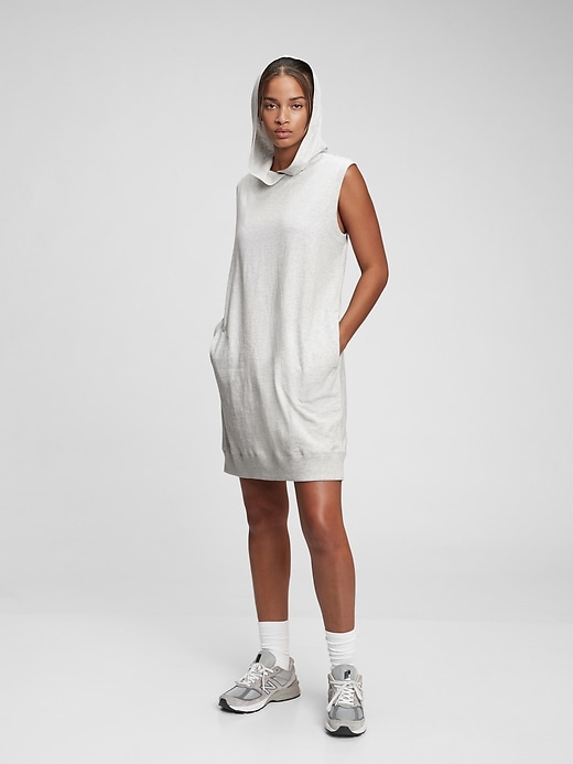 1 of 8 showing, with the color heather grey of product Tee Sweats Hoodie Dress