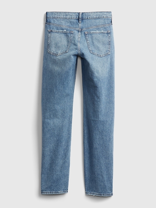2 of 8 showing, with the color medium wash of product Teen Mid Rise Destructed 90's Loose Jeans with Washwell®