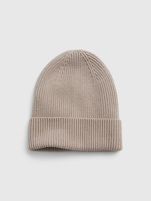 1 of 8 showing, with the color flannel taupe of product Organic Cotton Ribbed Beanie