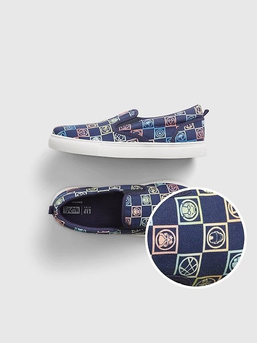 1 of 8 showing, with the color multi of product GapKids &#124 Marvel Print Slip-On Sneakers