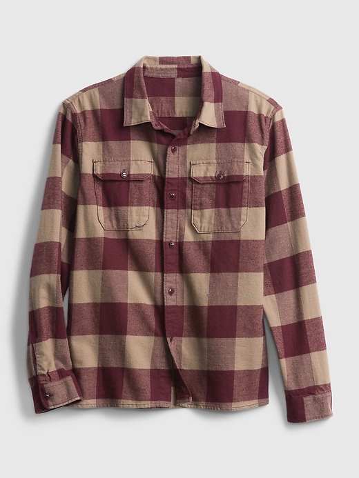 Image number 2 showing, Teen 100% Organic Cotton Double Flap Pocket Flannel Shirt