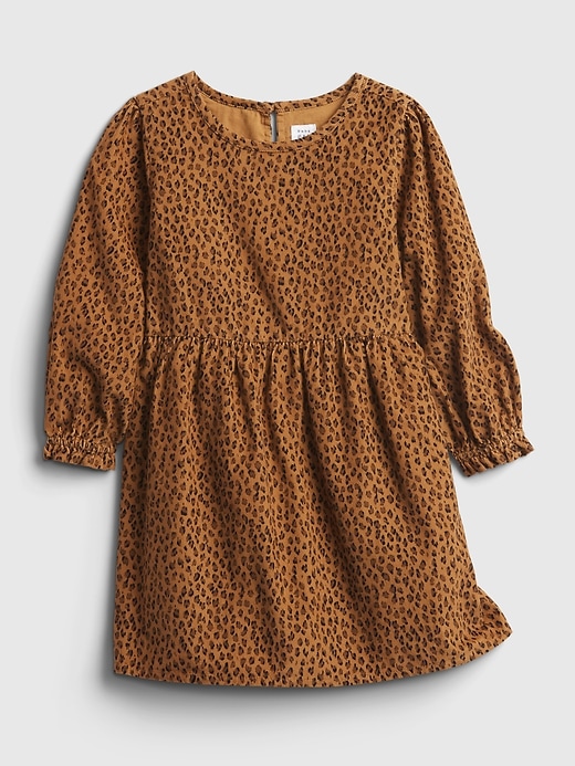 1 of 8 showing, with the color winter ochre brown of product Toddler Corduroy Leopard Dress