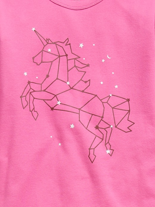 2 of 8 showing, with the color happy pink of product Kids 100% Organic Cotton Unicorn Constellations PJ Set