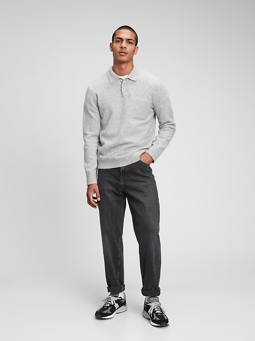 1 of 8 showing, with the color light gray marl of product Recycled Polo Sweater