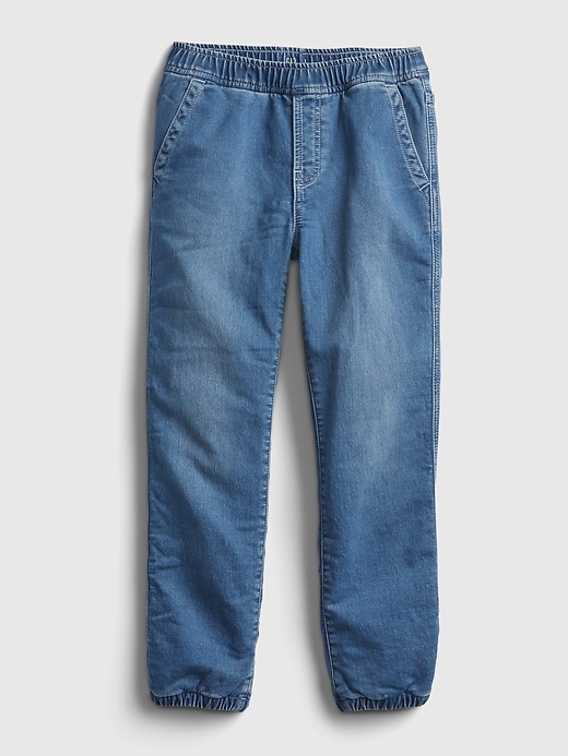 1 of 8 showing, with the color medium wash of product Kids Lined Denim Joggers with Washwell™