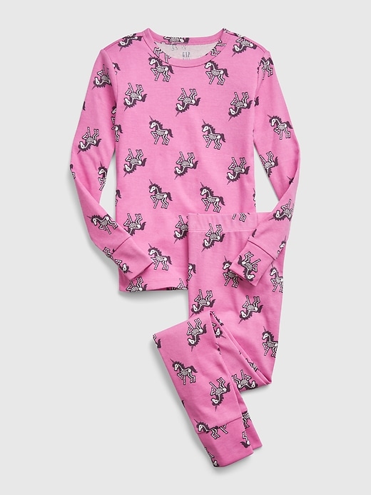 1 of 8 showing, with the color violet of product Kids 100% Organic Cotton Unicorn PJ Set