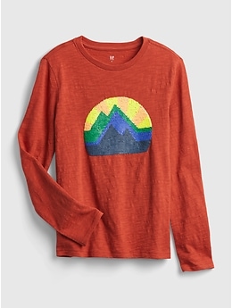 T shirt garcon top paillette reversible