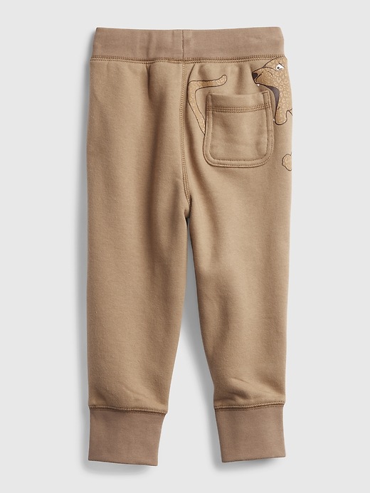 2 of 8 showing, with the color mushroom brown of product Toddler Interactive Graphic Joggers
