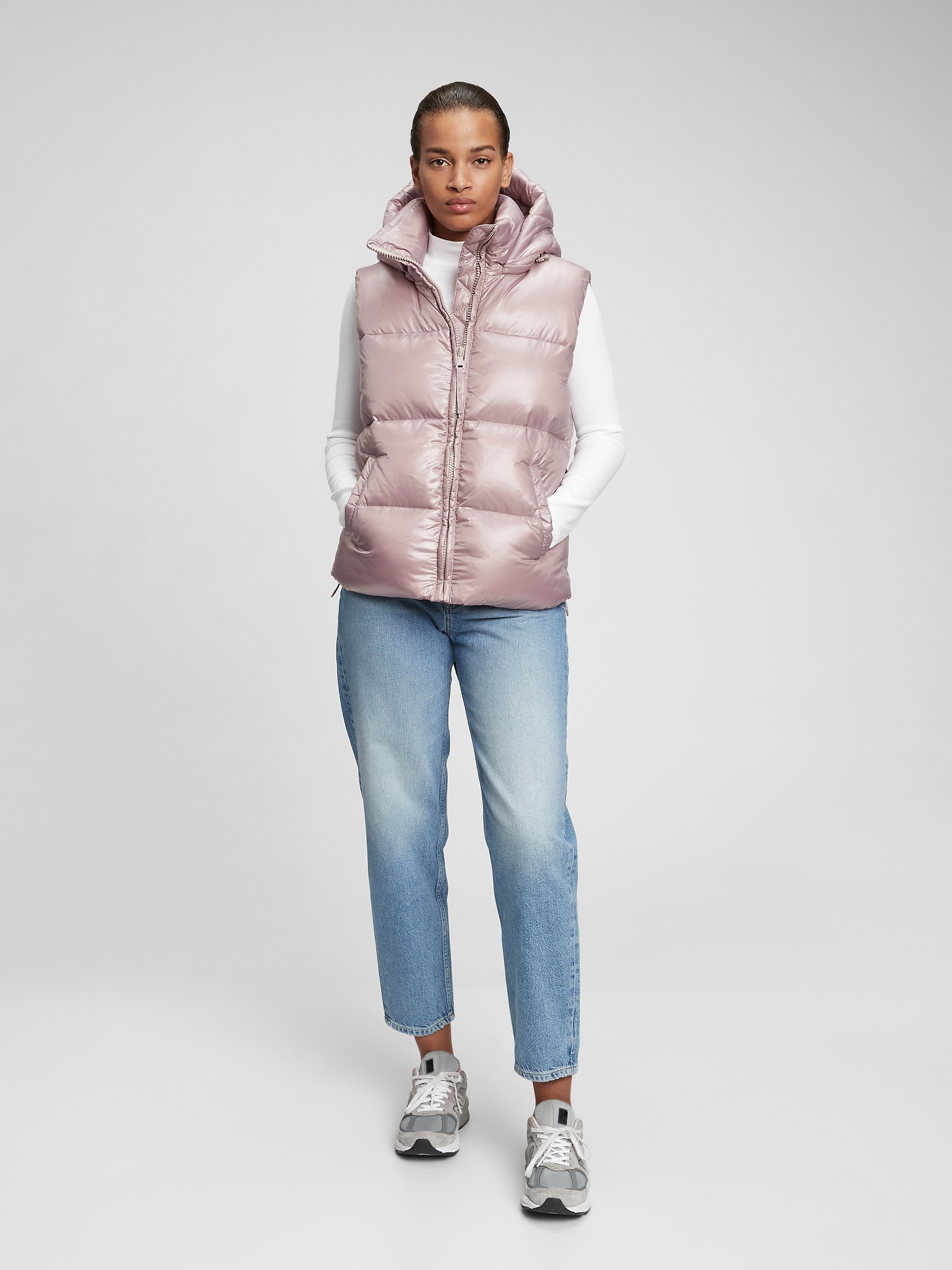 Gap Recycled Polyester Relaxed Heavyweight Puffer Vest In Pink