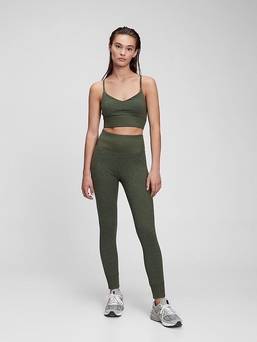 1 of 8 showing, with the color cambridge green of product GapFit Brushed Tech Jersey Leggings