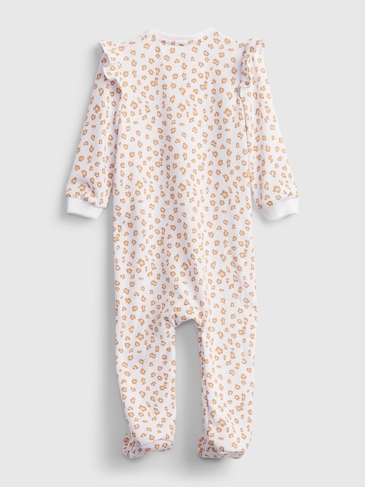 2 of 8 showing, with the color white of product Baby Ruffle Print Footed One-Piece