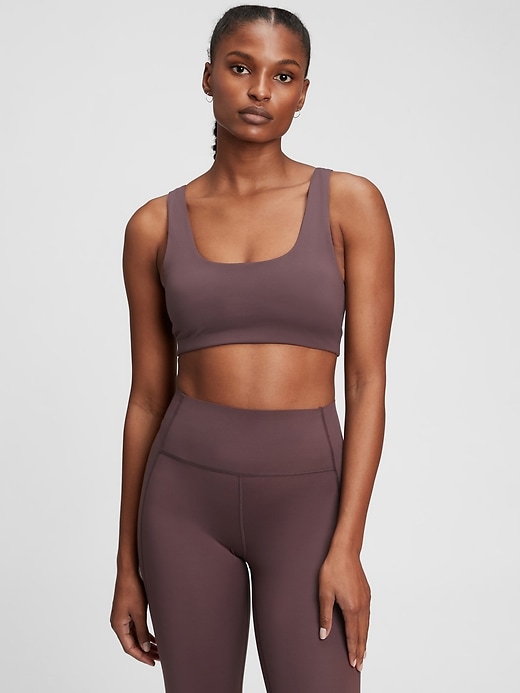 Image number 1 showing, GapFit Low Impact Power Recycled Scoopneck Sports Bra