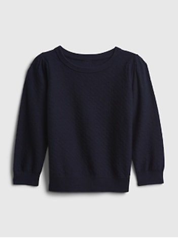 Toddler Pleated Sleeve Crewneck Sweater