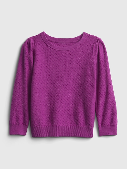 View large product image 1 of 1. Toddler Pleated Sleeve Crewneck Sweater
