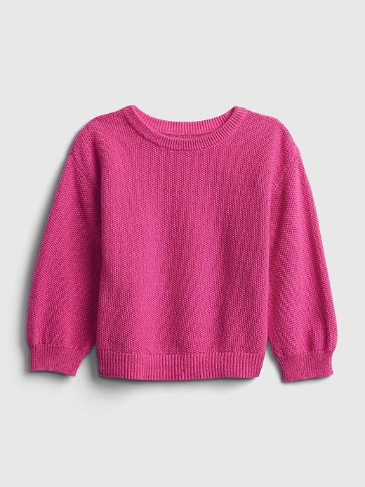 1 of 8 showing, with the color happy pink of product Toddler Crewneck Sweater