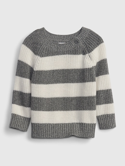 1 of 8 showing, with the color french vanilla white of product Baby Rib Button Sweater