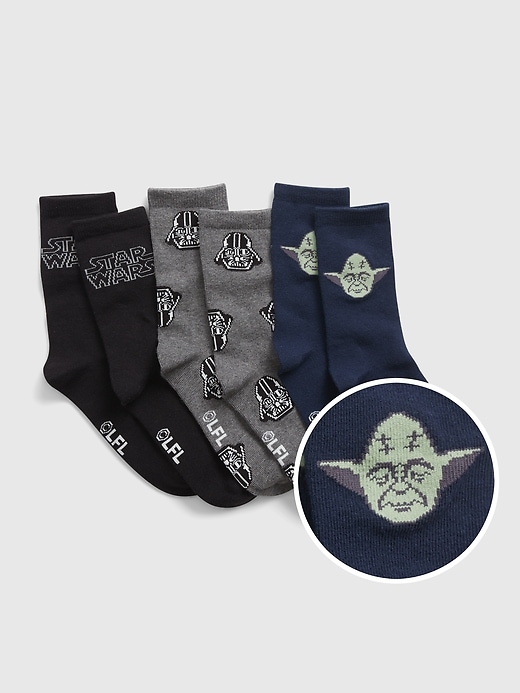 1 of 8 showing, with the color multi of product GapKids &#124 Star Wars™ Graphic Crew Socks (3-Pack)