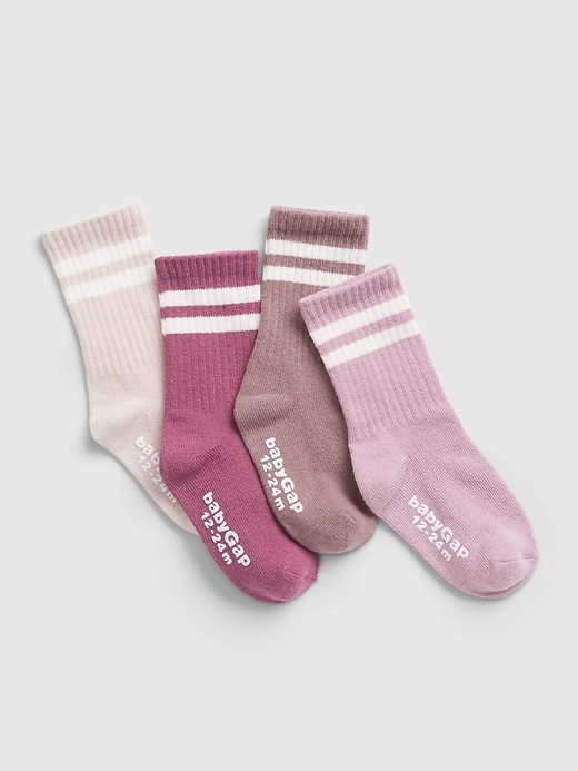 1 of 8 showing, with the color purple stripe of product Toddler Organic Cotton Socks (4-Pack)