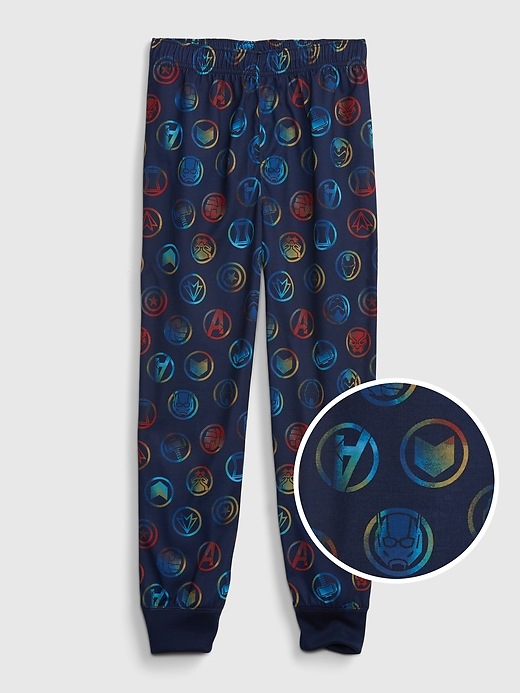 1 of 8 showing, with the color elysian blue of product GapKids &#124 Marvel 100% Recycled Graphic PJ Joggers