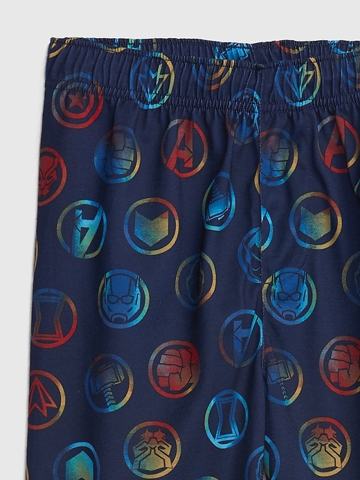 2 of 8 showing, with the color elysian blue of product GapKids &#124 Marvel 100% Recycled Graphic PJ Joggers