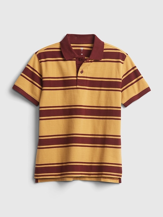 1 of 8 showing, with the color YELLOW STRIPE of product Kids 100% Organic Cotton Stripe Polo Shirt