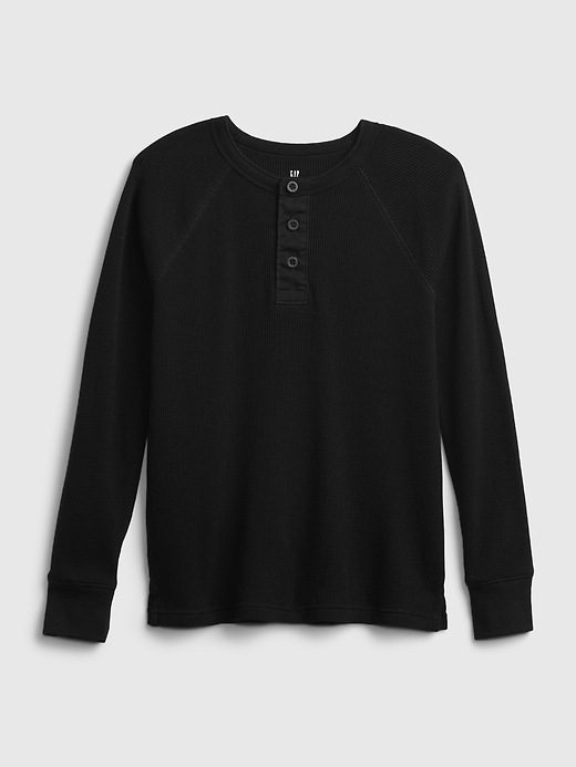 1 of 8 showing, with the color true black of product Kids Textured Henley T-Shirt