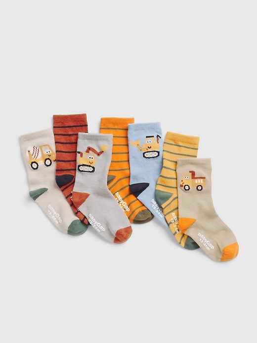 1 of 8 showing, with the color multi of product Toddler Print Socks (7-Pack)
