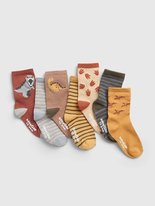 1 of 8 showing, with the color multi of product Toddler Dino Socks (7-Pack)