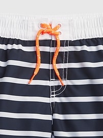 View large product image 3 of 3. Toddler 100% Recycled Breton Stripe Swim Trunks