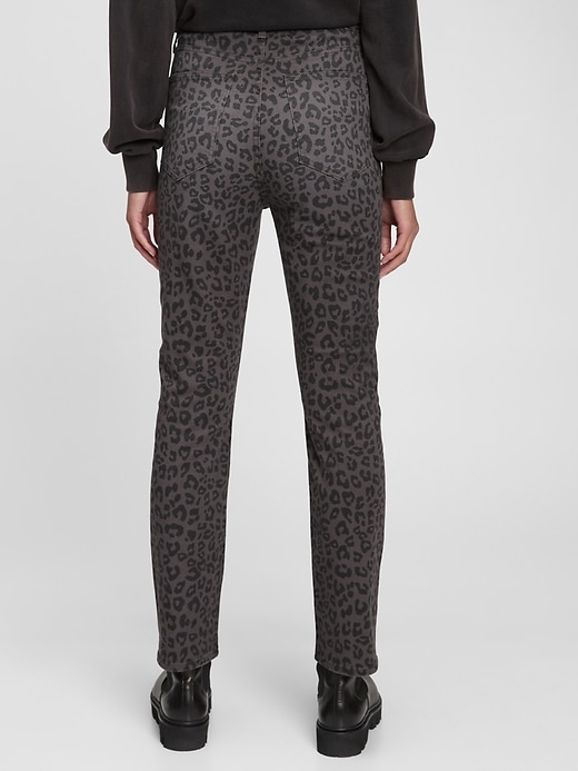 2 of 8 showing, with the color grey & black leopard print of product Sky High Rise Vintage Slim Jeans with Washwell