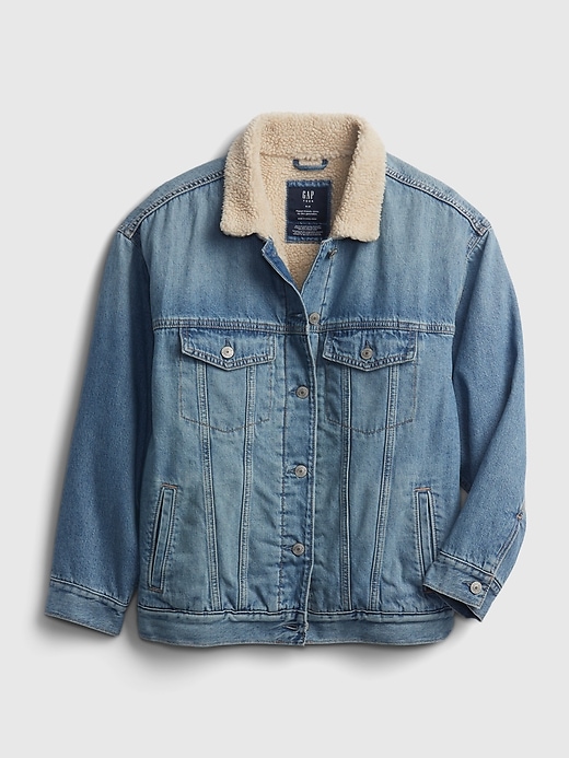 Image number 2 showing, Teen Oversized Denim Sherpa Jacket