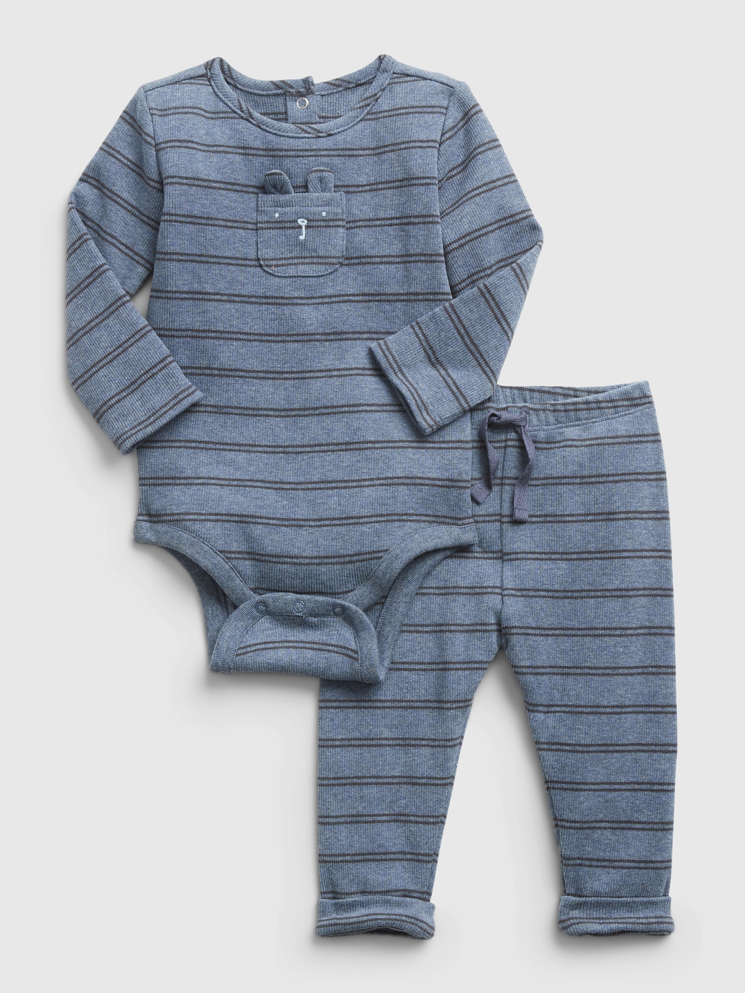 NWT Baby Gap boy 2-piece SPRING SUMMER bear gray bodysuit shorts