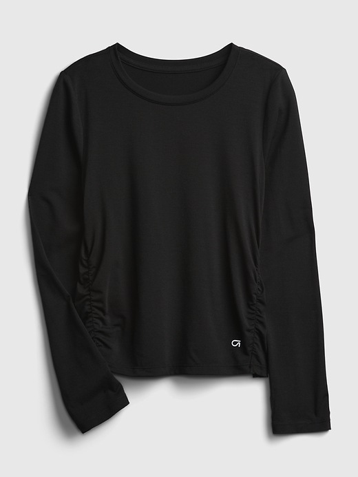 1 of 8 showing, with the color true black of product Kids GapFit Recycled Polyester Shirred T-Shirt