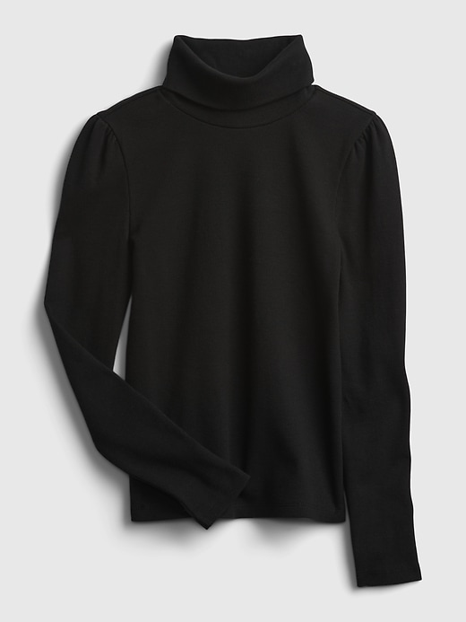 1 of 8 showing, with the color true black of product Kids Ribbed Turtleneck T-Shirt