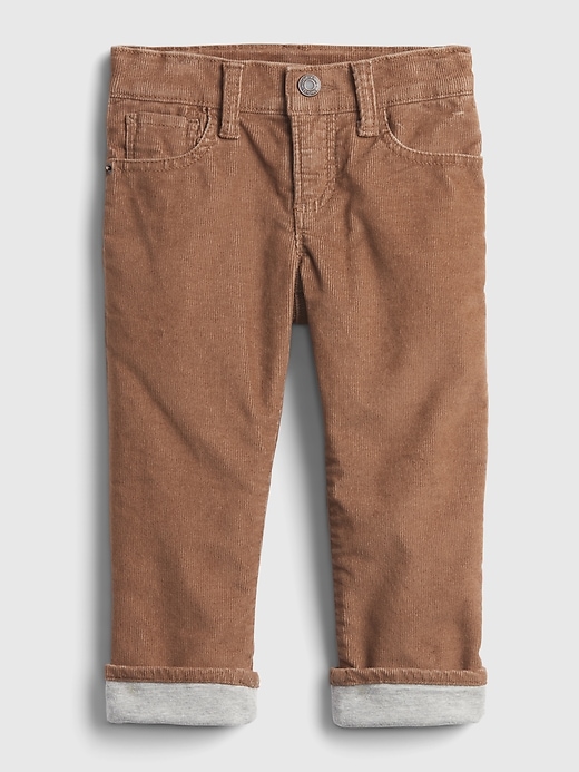 1 of 8 showing, with the color brazen brown of product Toddler Lined Corduroy Pants