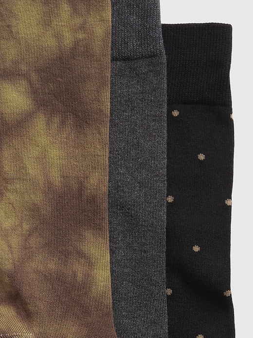 2 of 8 showing, with the color OLIVE TIE DYE of product Print Crew Socks (3-Pack)