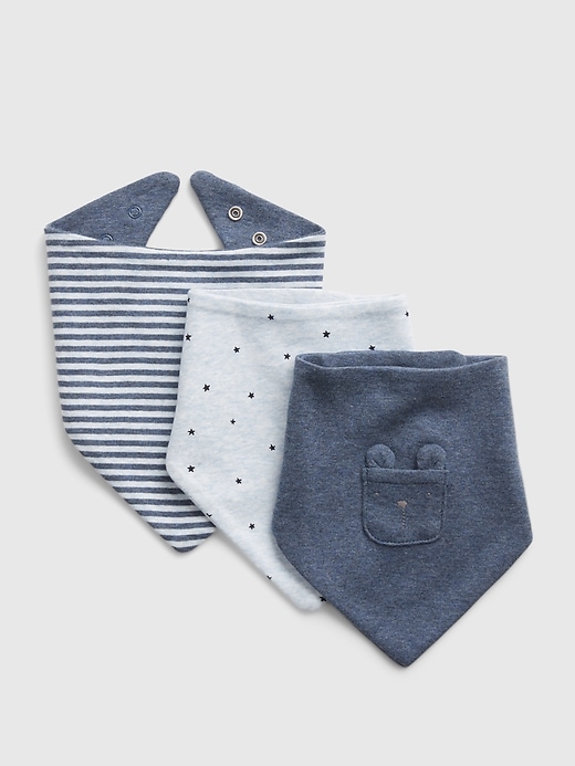 1 of 8 showing, with the color light blue heather of product Baby 100% Organic Cotton First Favorite Bib (3-Pack)
