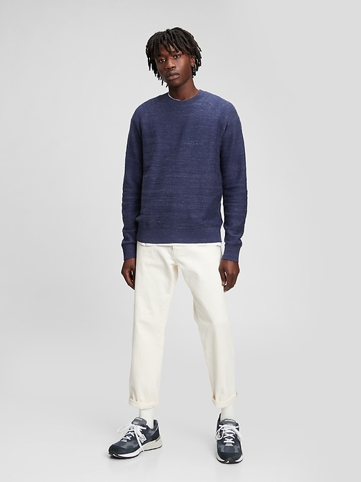 1 of 8 showing, with the color new classic navy of product Slub Crewneck Sweater