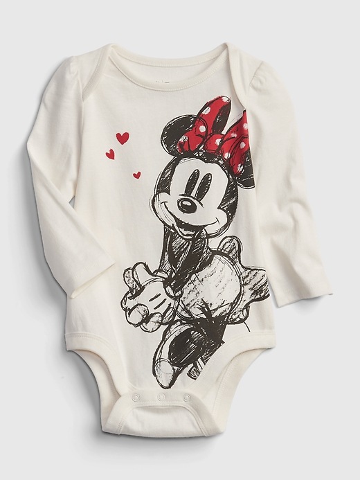 1 of 8 showing, with the color ivory frost of product babyGap &#124 Disney Minnie Mouse 100% Organic Cotton Mix and Match Bodysuit