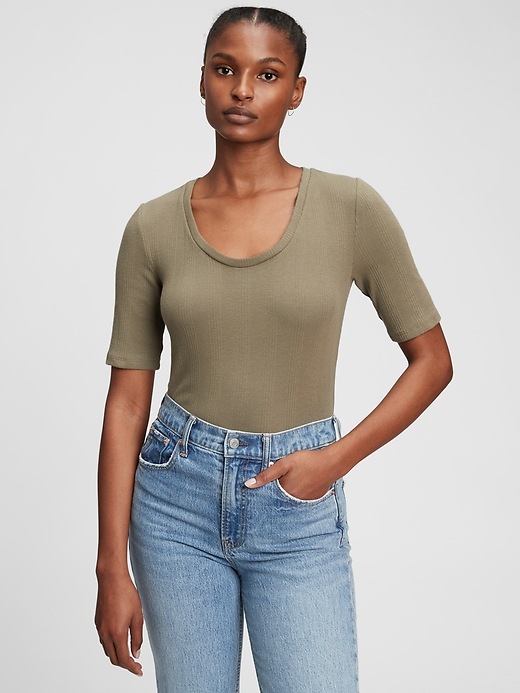 1 of 8 showing, with the color surplus green of product Ribbed Bodysuit