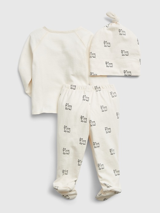 2 of 8 showing, with the color ivory frost of product Baby 100% Organic Cotton Bear Outfit Set