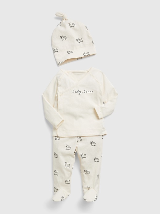 Image number 3 showing, Baby 100% Organic Cotton Bear Outfit Set