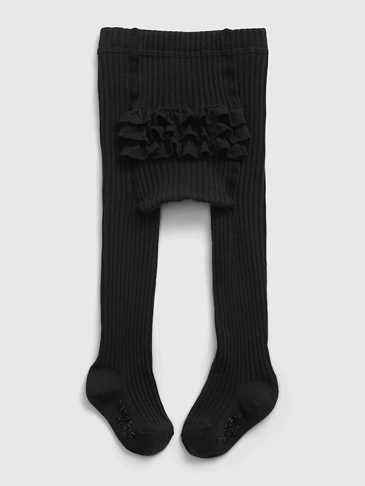 1 of 8 showing, with the color black of product Baby Ruffle Tights