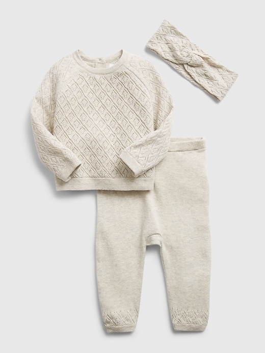 Image number 1 showing, Baby Pointelle Sweater Outfit Set