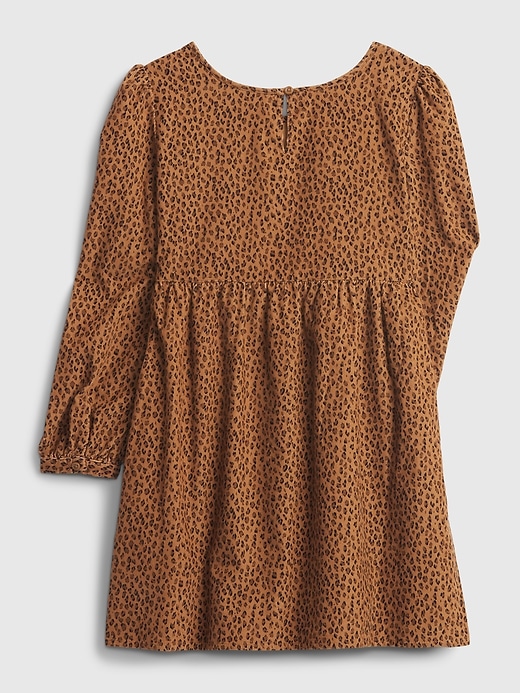 2 of 8 showing, with the color leopard print of product Kids Corduroy Print Babydoll Dress