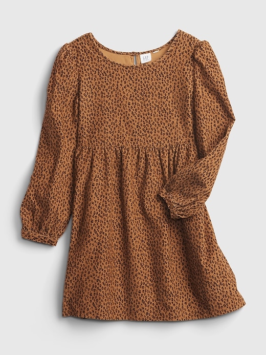 Image number 1 showing, Kids Corduroy Print Babydoll Dress